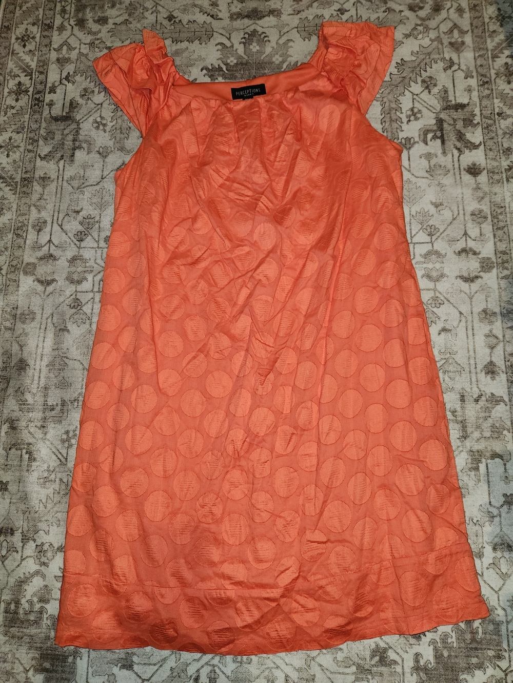 Perceptions Coral Ruffle-Sleeve Polka Jacquard Mini Dress